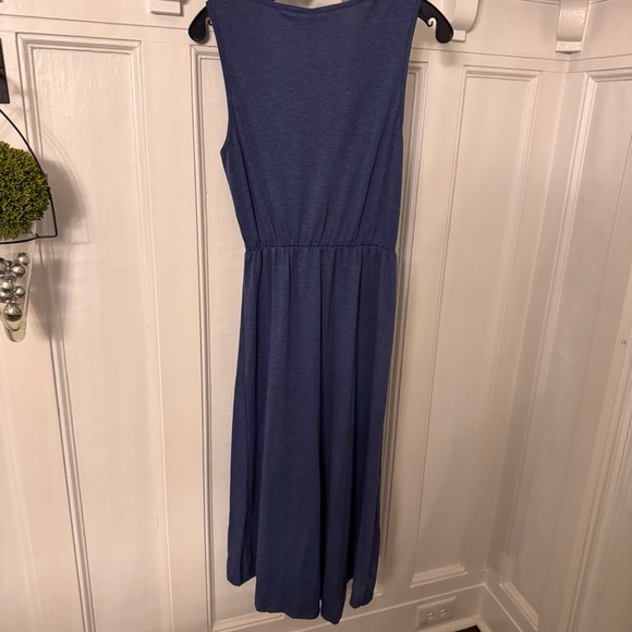 Halara Women’s Dress Deep V Neck Hi-Low Crossover Hem Flown Blue Sz M NWT - Picture 5 of 15